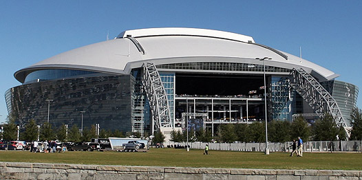 Texas  Stadium  , home of  the  NFL's <strong> Dallas  Cowboys </strong> and  the  venue  for  the <strong>  NBA's  2010   All  Star   Game </strong> and  a number  of  officially  associated   NBA festivities.  The  <strong> $1.65 billion   strucure </strong> is   situated  in  Arlington  ,  Texas.   photo  appears  courtesy of <strong> Associated  Press</strong>/  Mark   Harris  ................... 